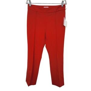 New NWT Argent Made In USA Wool Pants Red Pin Tuck‎ Seam Straight Leg Size 10